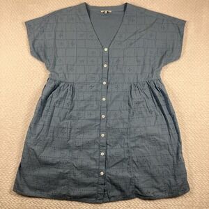 Madewell Blue Eyelet Button-Front Mini Dress